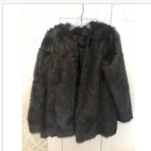 Velvet By Graham And Spencer Black Faux Fur Coat
